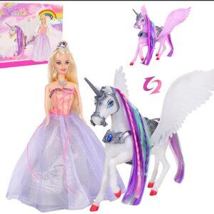 COLOR CHANGING UNICORN & PRINCESS DOLL SET